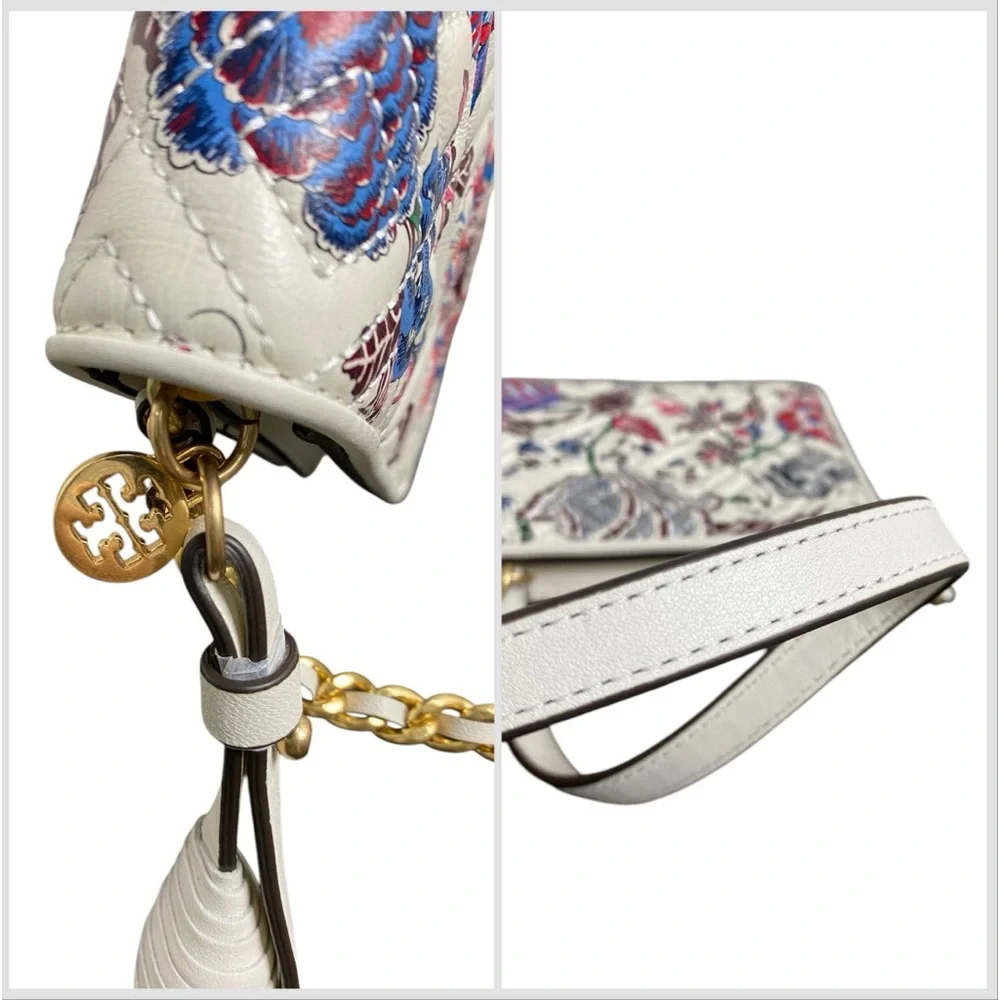 Tory Burch Like New Fleming Quilted Floral Crossbody Clutch Multi Happy …